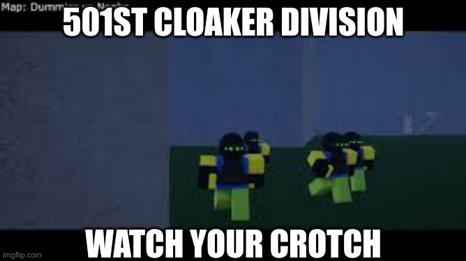501st cloaker division | 501ST CLOAKER DIVISION; WATCH YOUR CROTCH | image tagged in funny meme | made w/ Imgflip meme maker