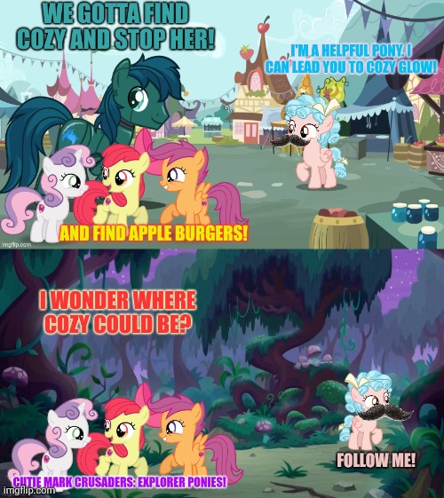 Don't fall for it! | image tagged in cozy glow,mlp,its a trap,uh oh | made w/ Imgflip meme maker