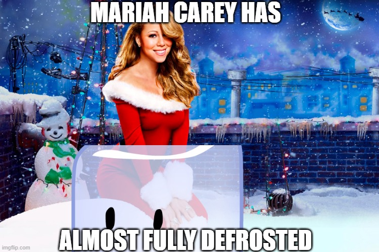 RUN | MARIAH CAREY HAS; ALMOST FULLY DEFROSTED | image tagged in mariah carey christmas | made w/ Imgflip meme maker