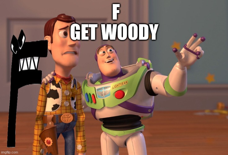 X, X Everywhere | F GET WOODY | image tagged in memes,x x everywhere | made w/ Imgflip meme maker