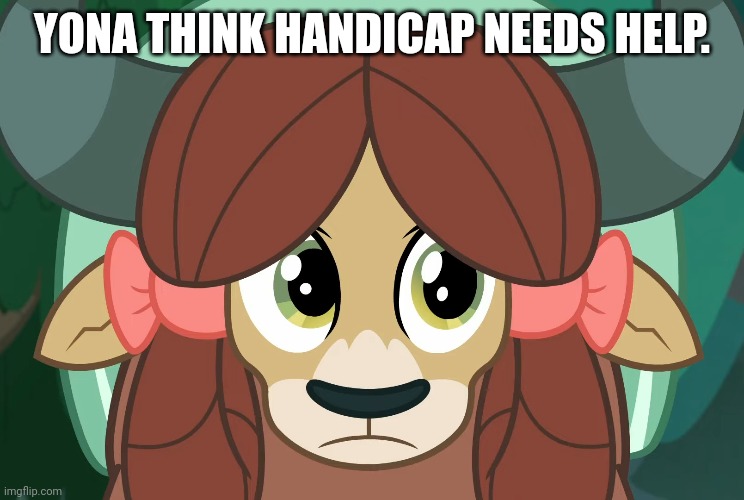 YONA THINK HANDICAP NEEDS HELP. | made w/ Imgflip meme maker