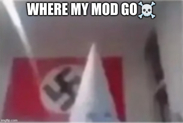 bros gonna whip a black person | WHERE MY MOD GO☠ | image tagged in bros gonna whip a black person | made w/ Imgflip meme maker