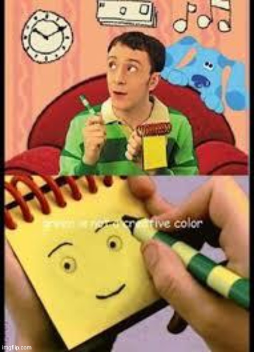 Notepad from don't hug me i'm scared on blue's clues | image tagged in notepad from don't hug me i'm scared on blue's clues | made w/ Imgflip meme maker