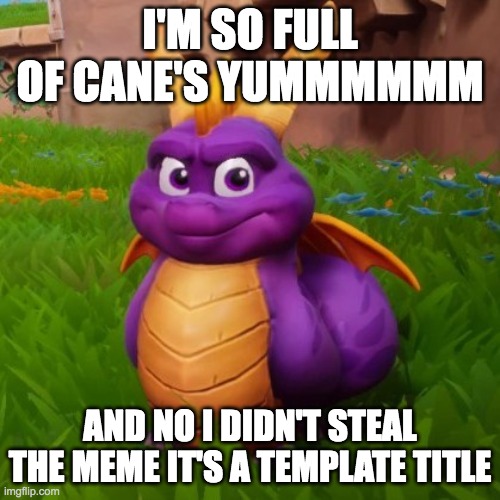 I'm so full of X yum | I'M SO FULL OF CANE'S YUMMMMMM; AND NO I DIDN'T STEAL THE MEME IT'S A TEMPLATE TITLE | image tagged in i'm so full of x yum | made w/ Imgflip meme maker