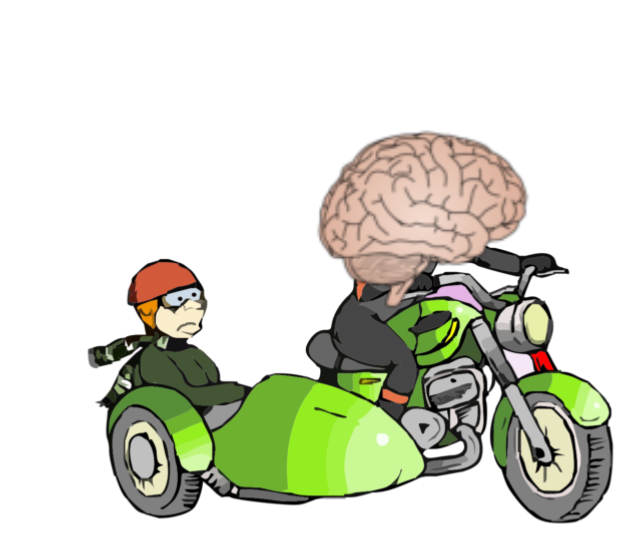 High Quality Brain driving you mad, and you in a sidecar Blank Meme Template