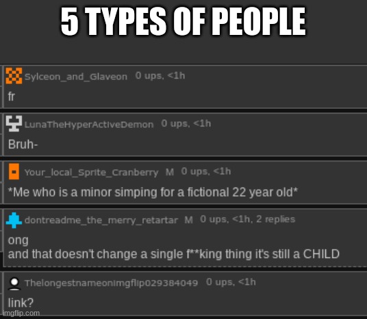 5 TYPES OF PEOPLE | made w/ Imgflip meme maker