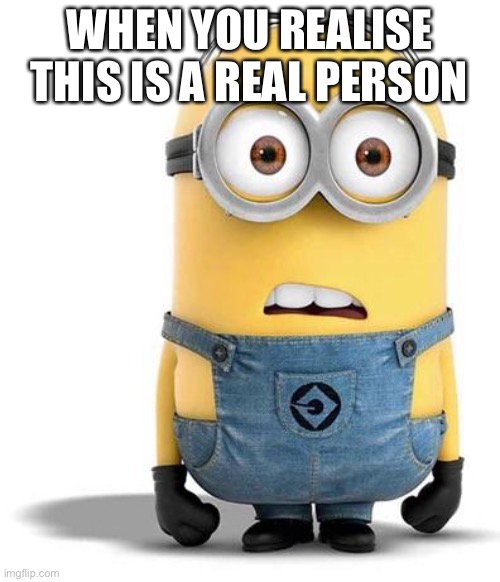 minion | WHEN YOU REALISE THIS IS A REAL PERSON | image tagged in minion | made w/ Imgflip meme maker