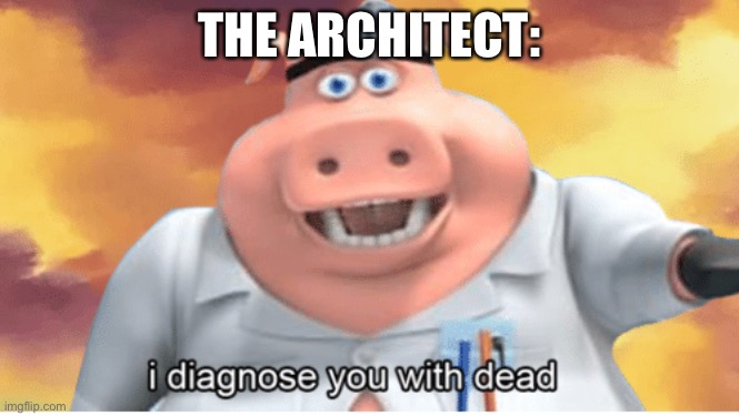 I diagnose you with dead | THE ARCHITECT: | image tagged in i diagnose you with dead | made w/ Imgflip meme maker