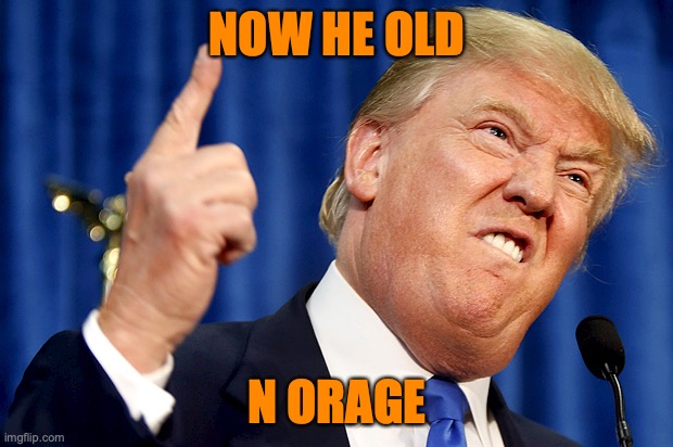 Donald Trump | NOW HE OLD; N ORAGE | image tagged in donald trump | made w/ Imgflip meme maker