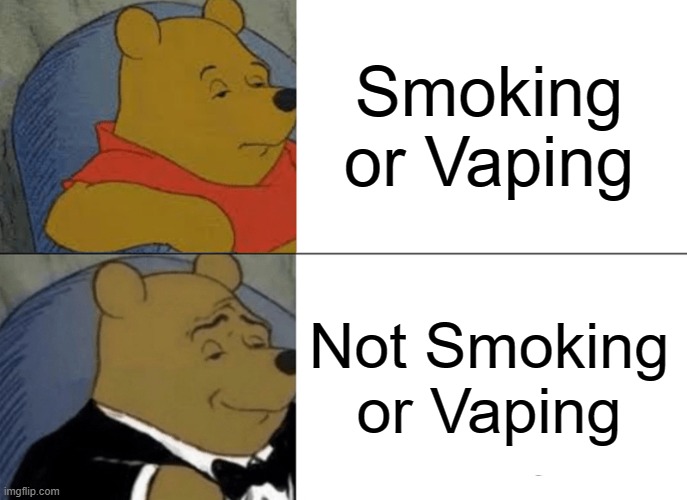 Tuxedo Winnie The Pooh Meme | Smoking or Vaping Not Smoking or Vaping | image tagged in memes,tuxedo winnie the pooh | made w/ Imgflip meme maker