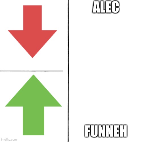 itsfunneh is legend, alec is a dumbass clown | ALEC; FUNNEH | image tagged in downvote and upvote | made w/ Imgflip meme maker