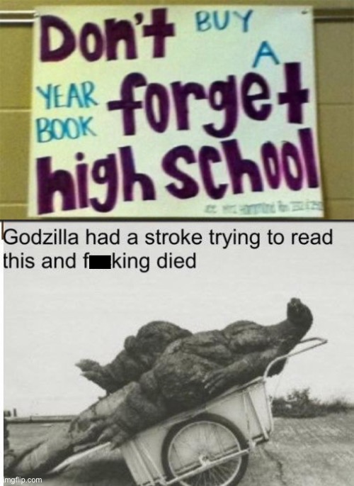 image tagged in godzilla,signs,you had one job,memes,godzilla had a stroke trying to read this and fricking died,design fails | made w/ Imgflip meme maker