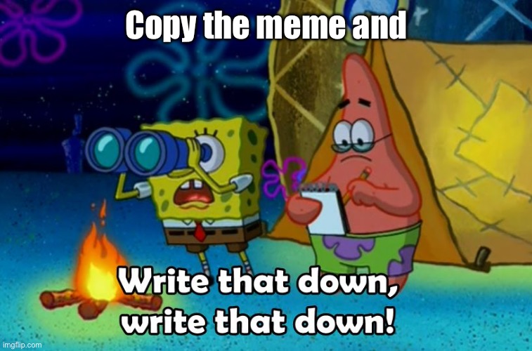 Learning from memes | Copy the meme and | image tagged in write that down | made w/ Imgflip meme maker