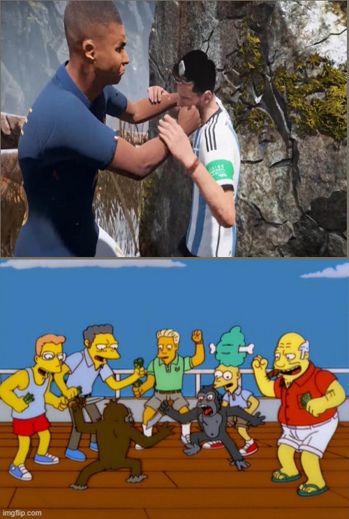 legendary | image tagged in simpsons monkey fight,messi | made w/ Imgflip meme maker