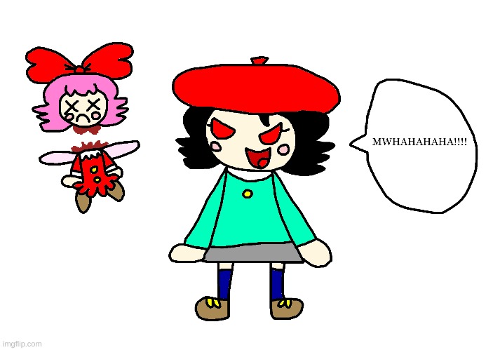 What happens if Adeleine does this to Ribbon | image tagged in kirby,gore,blood,funny,cute,fanart | made w/ Imgflip meme maker
