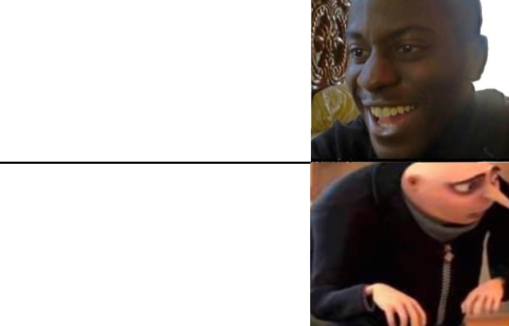High Quality Black guy happy gru disappointed Blank Meme Template