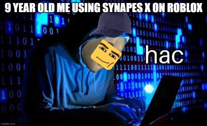 hac | 9 YEAR OLD ME USING SYNAPES X ON ROBLOX | image tagged in hac | made w/ Imgflip meme maker