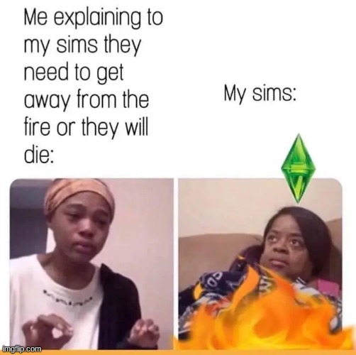 FIRE!!!!! | image tagged in sims,in a nutshell | made w/ Imgflip meme maker