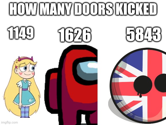 HOW MANY DOORS KICKED 1149 1626 5843 | made w/ Imgflip meme maker