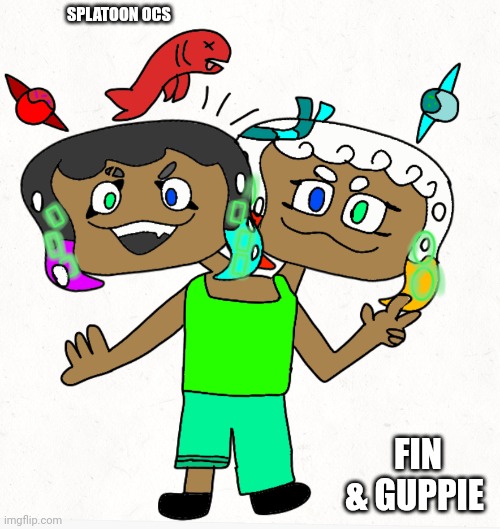 Fin & guppie ( smol ) | SPLATOON OCS FIN & GUPPIE | image tagged in fin guppie smol | made w/ Imgflip meme maker