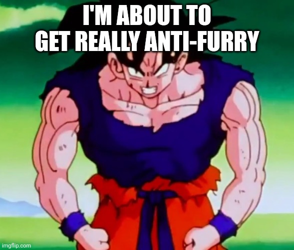 I'm about to get racist Goku | I'M ABOUT TO GET REALLY ANTI-FURRY | image tagged in i'm about to get racist goku | made w/ Imgflip meme maker