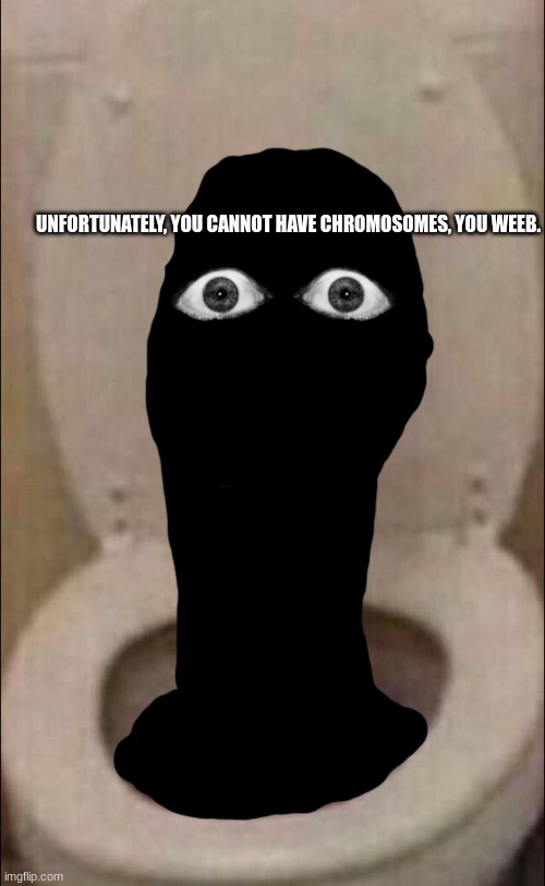 deer in toilet | UNFORTUNATELY, YOU CANNOT HAVE CHROMOSOMES, YOU WEEB. | image tagged in deer in toilet | made w/ Imgflip meme maker