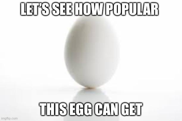 Guys, begin #eggie | LET’S SEE HOW POPULAR; THIS EGG CAN GET | image tagged in eggster | made w/ Imgflip meme maker