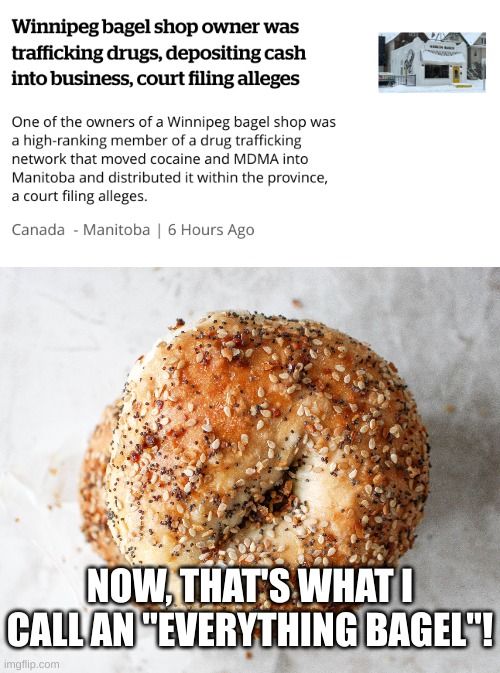 The Bagel Business | NOW, THAT'S WHAT I CALL AN "EVERYTHING BAGEL"! | image tagged in everything bagel | made w/ Imgflip meme maker