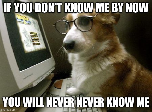 Smart Dog | IF YOU DON’T KNOW ME BY NOW; YOU WILL NEVER NEVER KNOW ME | image tagged in smart dog | made w/ Imgflip meme maker