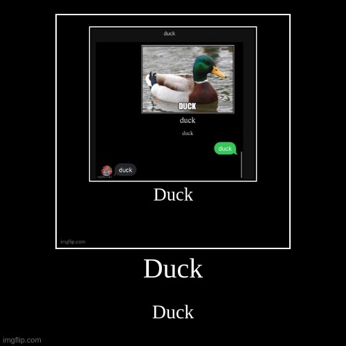 Duck (Rose note: i have started the duck chain and am honored it has continued) | image tagged in funny,demotivationals,duck | made w/ Imgflip demotivational maker