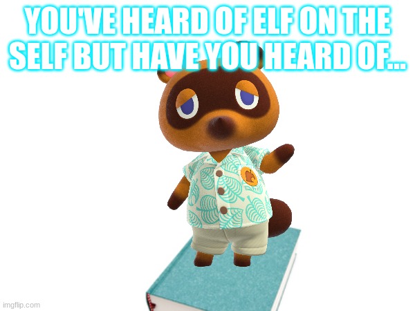 nook on a book | YOU'VE HEARD OF ELF ON THE SELF BUT HAVE YOU HEARD OF... | image tagged in funny memes | made w/ Imgflip meme maker