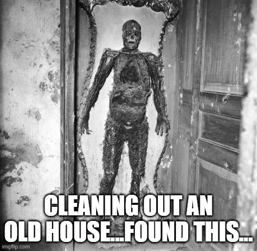 Run! | CLEANING OUT AN OLD HOUSE...FOUND THIS... | image tagged in unsee juice | made w/ Imgflip meme maker