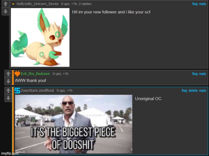 Bro just slapped a leafeon picture and called it an OC | made w/ Imgflip meme maker