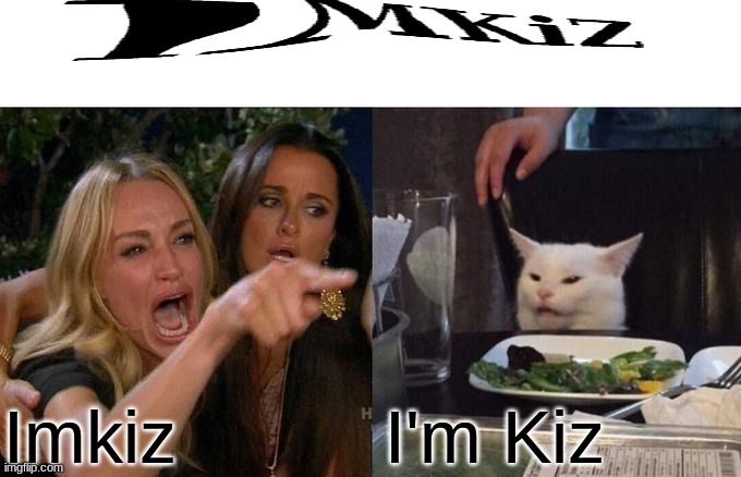 Woman Yelling At Cat | Imkiz; I'm Kiz | image tagged in memes,woman yelling at cat | made w/ Imgflip meme maker