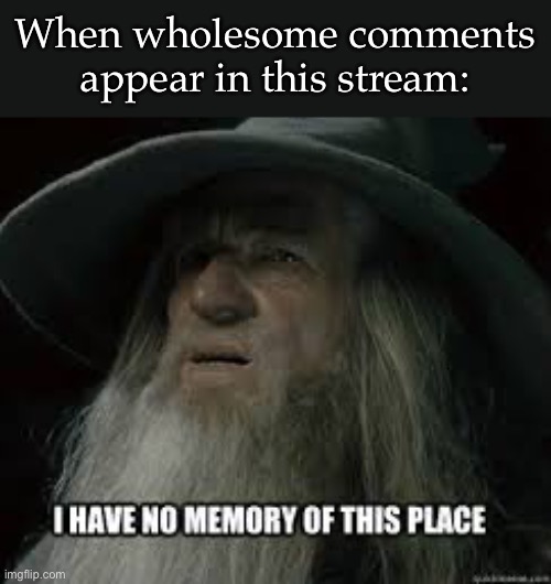 Wholesome comments | When wholesome comments appear in this stream: | image tagged in i have no memory of this place | made w/ Imgflip meme maker