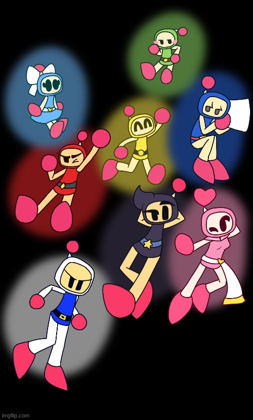 Here comes the Bomberman Bros (Art by Sweetwolf05) | made w/ Imgflip meme maker