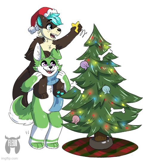 Happy early Christmas ^^ (Art by fleurfurr) | image tagged in furry,art | made w/ Imgflip meme maker