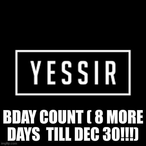 YESSS | BDAY COUNT ( 8 MORE DAYS  TILL DEC 30!!!) | image tagged in yessir | made w/ Imgflip meme maker