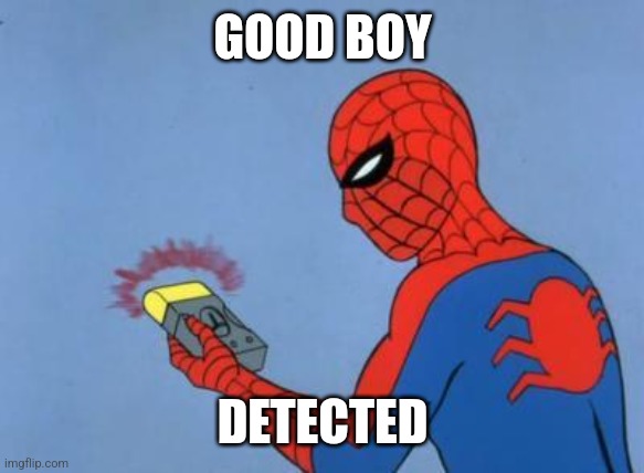 spiderman detector | GOOD BOY DETECTED | image tagged in spiderman detector | made w/ Imgflip meme maker