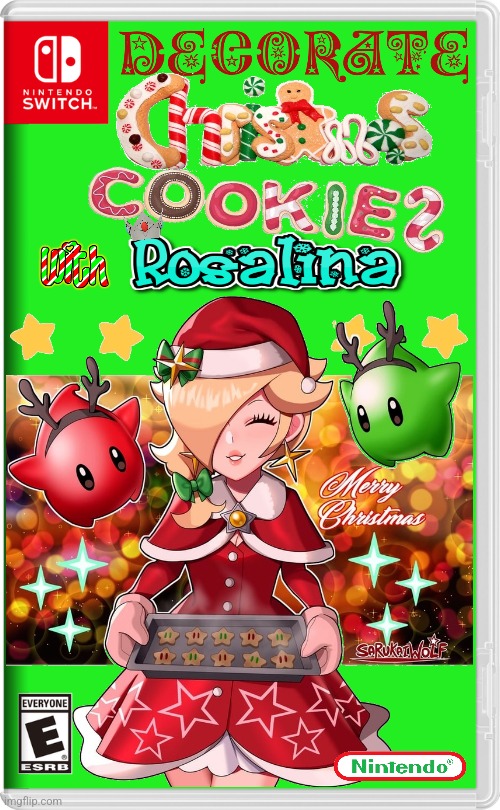 MAKE CHRISTMAS COOKIES WITH ROSALINA! | image tagged in nintendo switch,christmas,cookies,rosalina,super mario bros,fake switch games | made w/ Imgflip meme maker