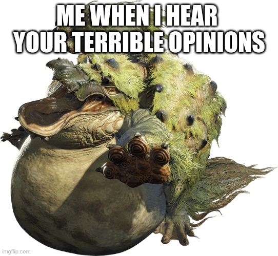 Monster hunter rise | ME WHEN I HEAR  YOUR TERRIBLE OPINIONS | image tagged in monster hunter rise | made w/ Imgflip meme maker
