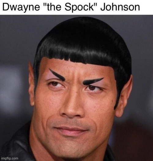 image tagged in the rock,dwayne johnson,the spock,spock,haha,why are you reading these | made w/ Imgflip meme maker