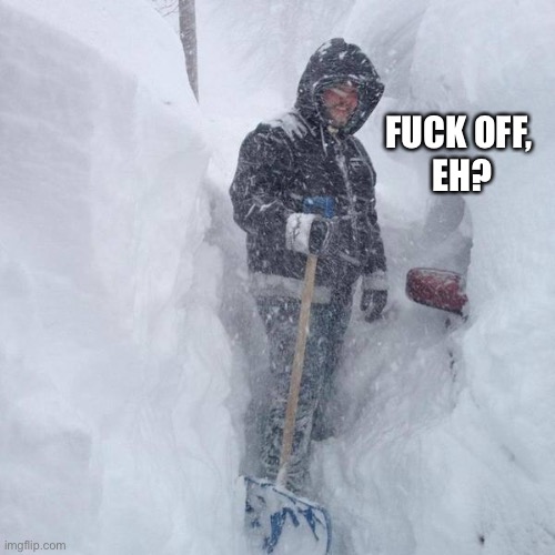 SNOW!!! | FUCK OFF,
 EH? | image tagged in snow | made w/ Imgflip meme maker
