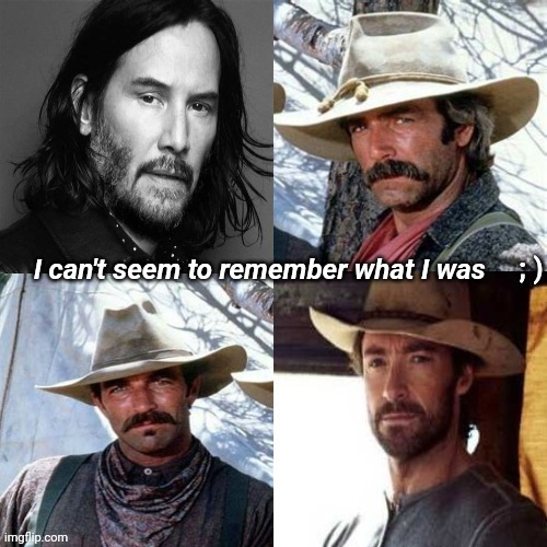 Oh. My. | ; ); I can't seem to remember what I was | image tagged in keanu reeves,sam elliott,tom selleck,hugh jackman,memes,sexy | made w/ Imgflip meme maker