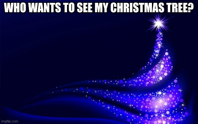 Who wants to | WHO WANTS TO SEE MY CHRISTMAS TREE? | image tagged in christmas tree | made w/ Imgflip meme maker