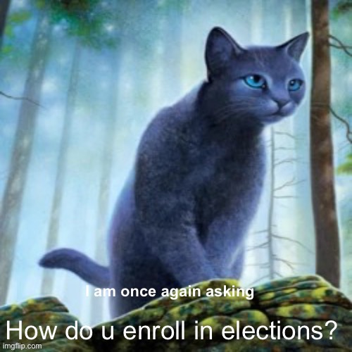 I NEED TO KNOW | How do u enroll in elections? | image tagged in bluestar is once again asking | made w/ Imgflip meme maker