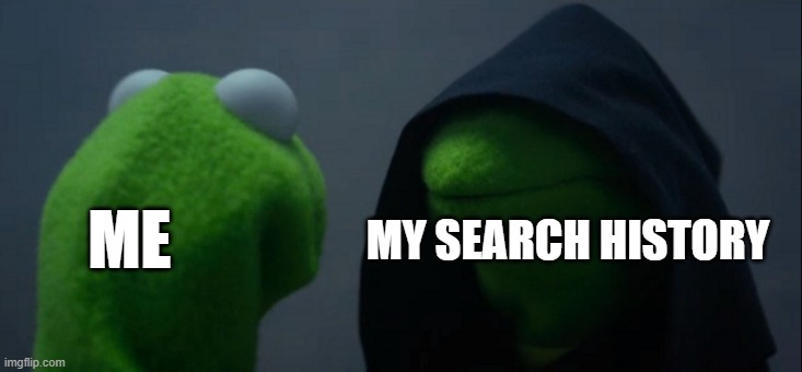 do i need to explain | MY SEARCH HISTORY; ME | image tagged in memes,evil kermit,search history | made w/ Imgflip meme maker