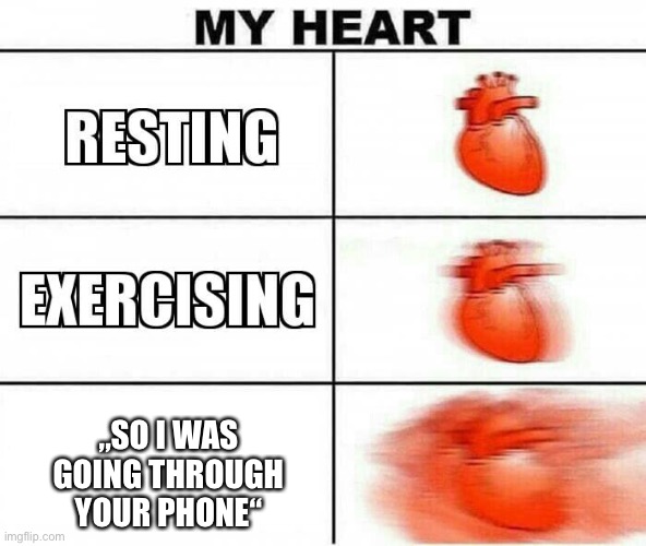 My heart when someone goes through my phone | „SO I WAS GOING THROUGH YOUR PHONE“ | image tagged in my heart,memes,funny,phone | made w/ Imgflip meme maker