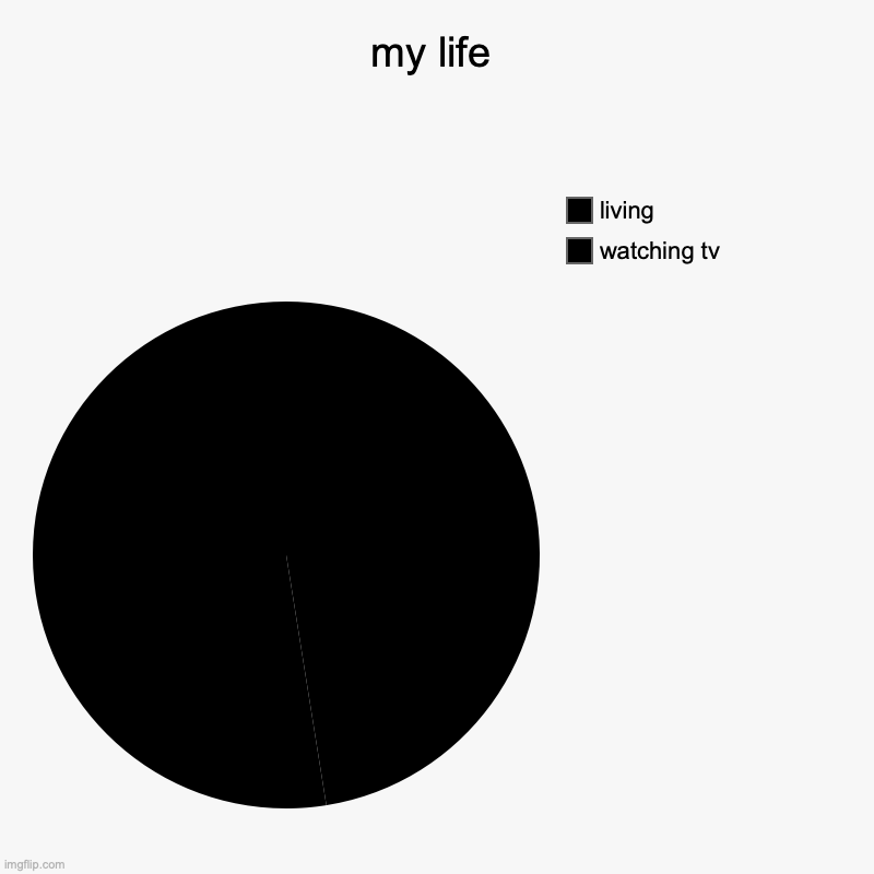 my life | watching tv, living | image tagged in charts,pie charts | made w/ Imgflip chart maker