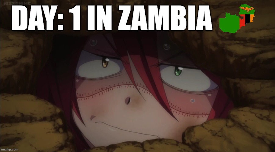 DAY: 1 IN ZAMBIA | image tagged in zombina stuck | made w/ Imgflip meme maker